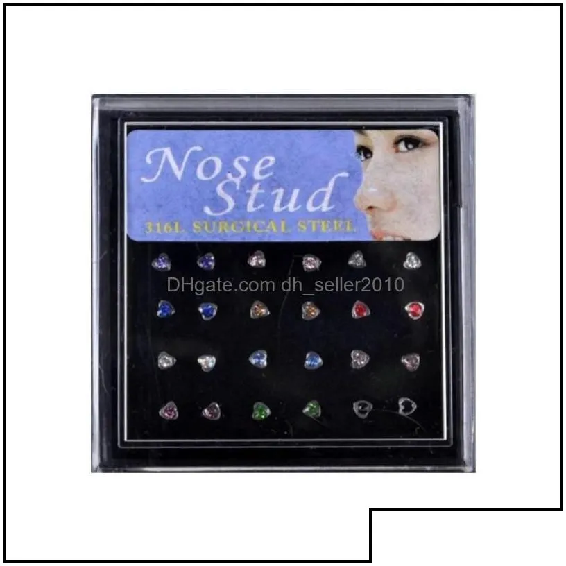 Nose Rings Studs 144 Pcs/Lot 316L Stainless Steel Womens Jewelry Nose Studs Ring Body Piercing 66 N2 Drop Delivery 2021 Dhseller2010