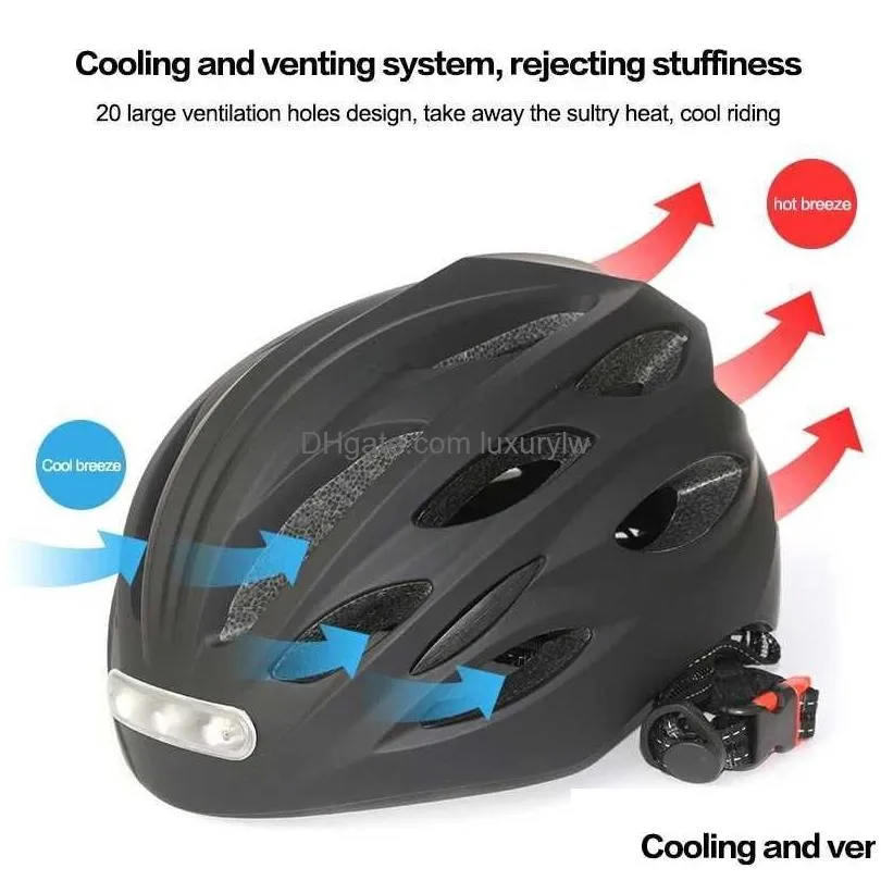 Cycling Helmets Intelligent Bicycle Helmet For Man Women Kids Bike Rechargeable Usb Led Light Mtb Electric Scooter Drop Delivery Dhrus