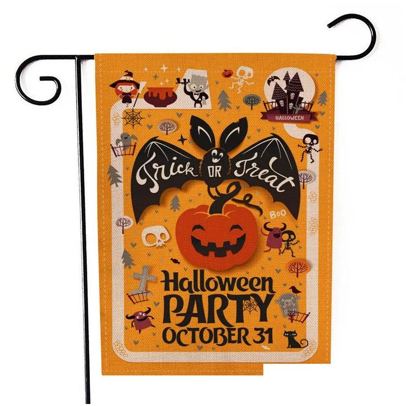 halloween garden flags double sided printing pumpkin witches outdoor hanging linen garden flags halloween party decorations bh2057 cy