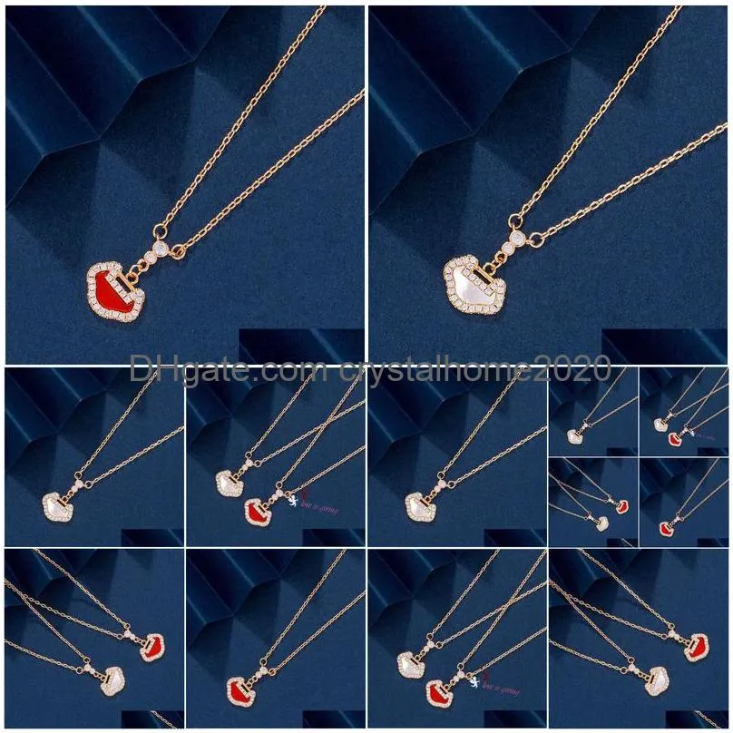 Pendant Necklaces Sterling Sier Longevity Chinese Style Kirin Ruyi Necklace V Gold High Version An Lock Clavicle Chain Belt Explosion Dhoqz