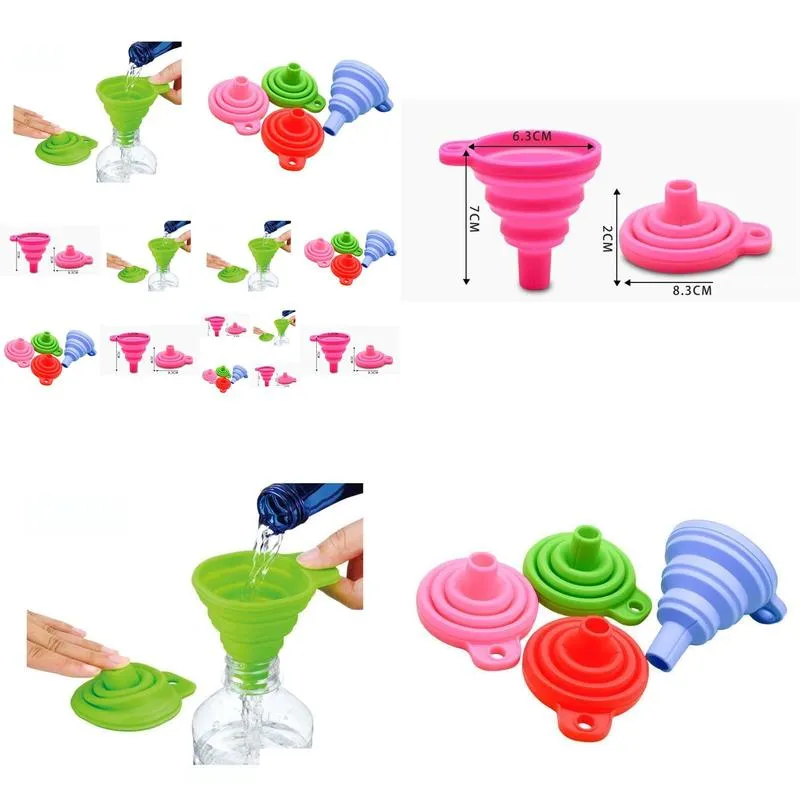 Kitchen Sile Foldable Funnel Mini Collapsible Style Folding Portable Funnels Be Hung Kitchen Tool sqcqgXl dhseller2010
