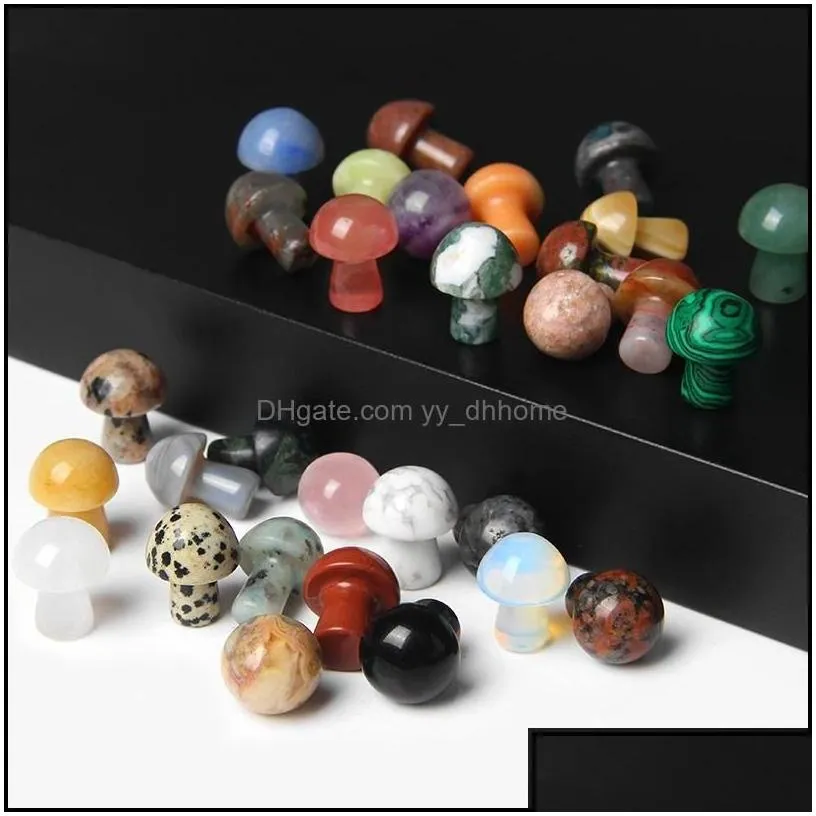 Stone Loose Beads Jewelry 2Cm Mushroom Statue Natural Gems Hand Carved Decoration Reiki Healing Quartz Crystal Gift Room Dhgei