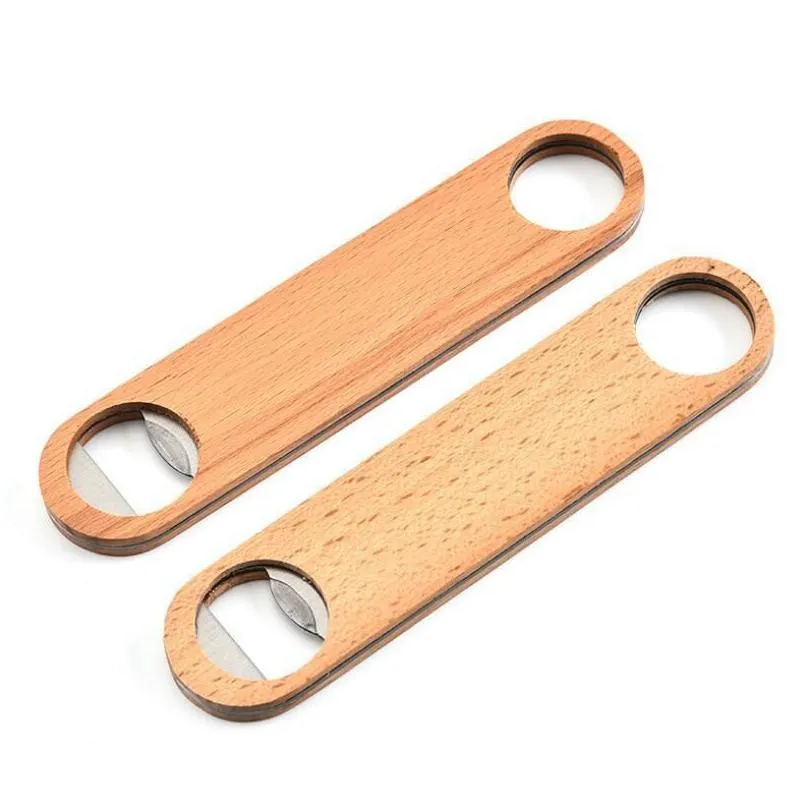 Openers Wood Handle Bottle Openers Bar Blade Beer Opener Vintage Wooden Stainless Steel Bartender Fy4527 Aa Drop Delivery Home Garden Dht51