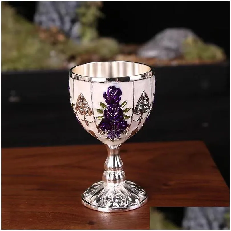 Wine Glasses 30Ml Wine Glass European Style Brandy Shifters Liquor Glasses Retro Metal Tumblers Holiday Gift Drop Delivery Home Garden Dhiih