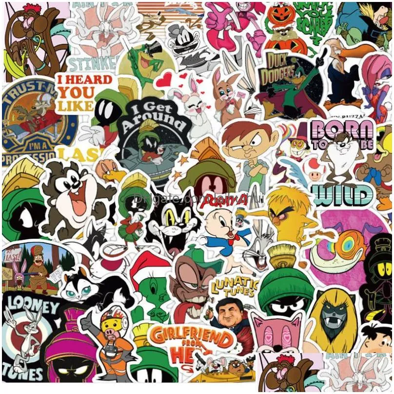 50pcs/lot cute animation rabbit stickers looney tunes sticker cartoon creative graffiti stickers bicycle skateboard guitar suitcase waterproof