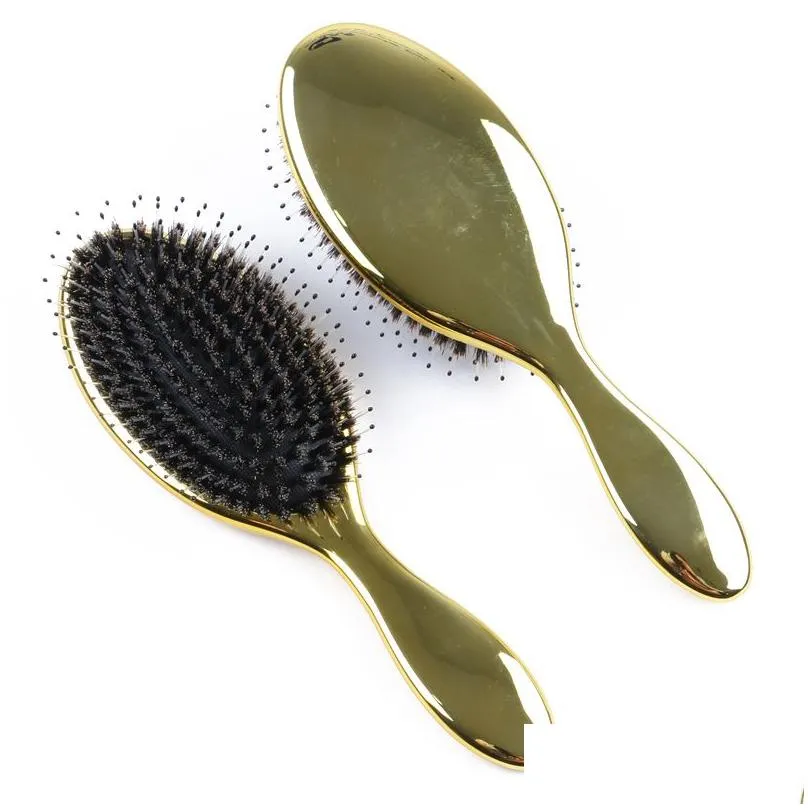 golden color boar bristle brushes professional salon hairdressing brush hair extensions tools