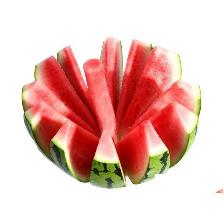 Fruit & Vegetable Tools Large Watermelon Cutter Knife Cantaloupe Slicer Corer Splitters Stainless Steel Fruit Divider Kitchen Dining B Dh7Lj