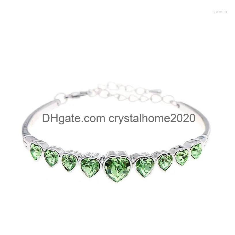 Bangle Bn-00068 2023 In Heart Crystal Cuff Bracelets Sier Plated Jwellery For Women Dainty Bracelet Personalized Drop Delivery Dhx0E