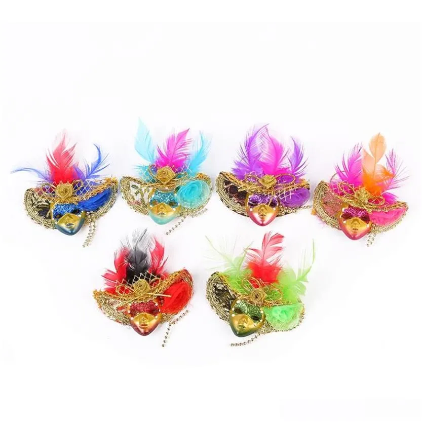 Party Favor Mini Masks Magnets Sticker Venetian Feather Fridge Magnet Carnival Themed Magnetic Refrigerator Miniature Mardi Gras Decor Dhqms