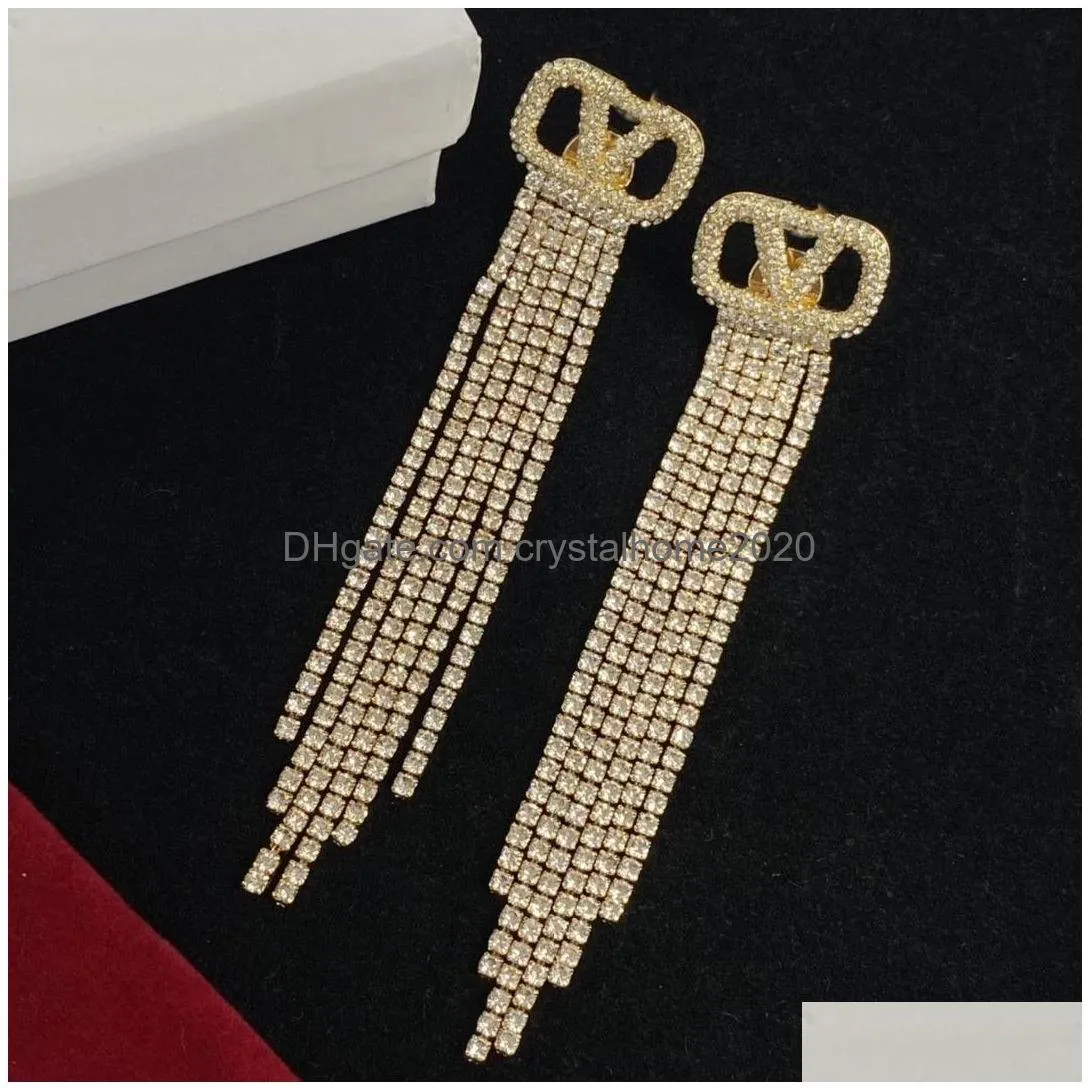 Stud 2023 Earrings Designer Womens Gold Double V-Shaped Jewelry Classic Wedding Gift For Newlyweds Drop Delivery Jewelry Earrings Dhrdx