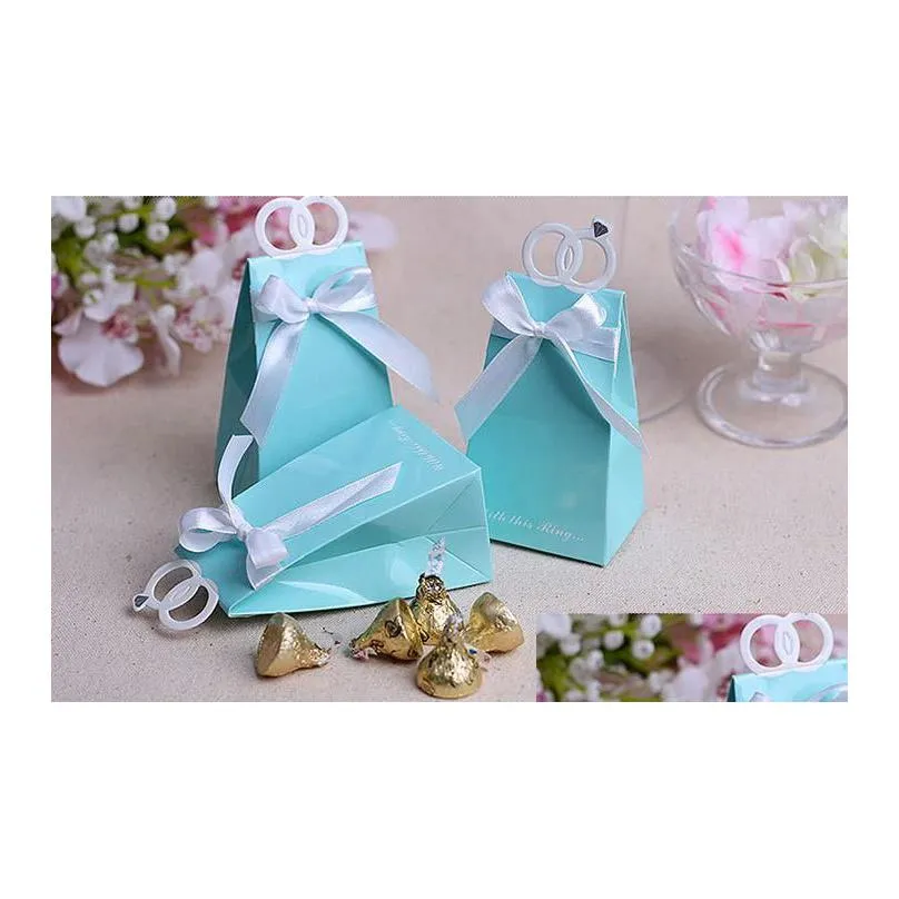 Gift Wrap Personalized Rings Wedding Party Favors Box Love Bird Sweets Candy Choclate Boxes Gifts Present Wrap Bag With Bow Blue Drop Dhcie