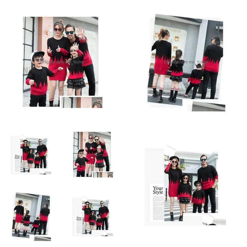 2019 arrival family matching outfits black red sweater comfortable
