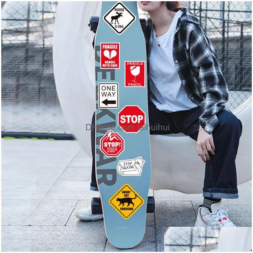 50pcs warning stickers danger banning skateboard fridge guitar laptop motorcycle travel classic toy cool decals sticker