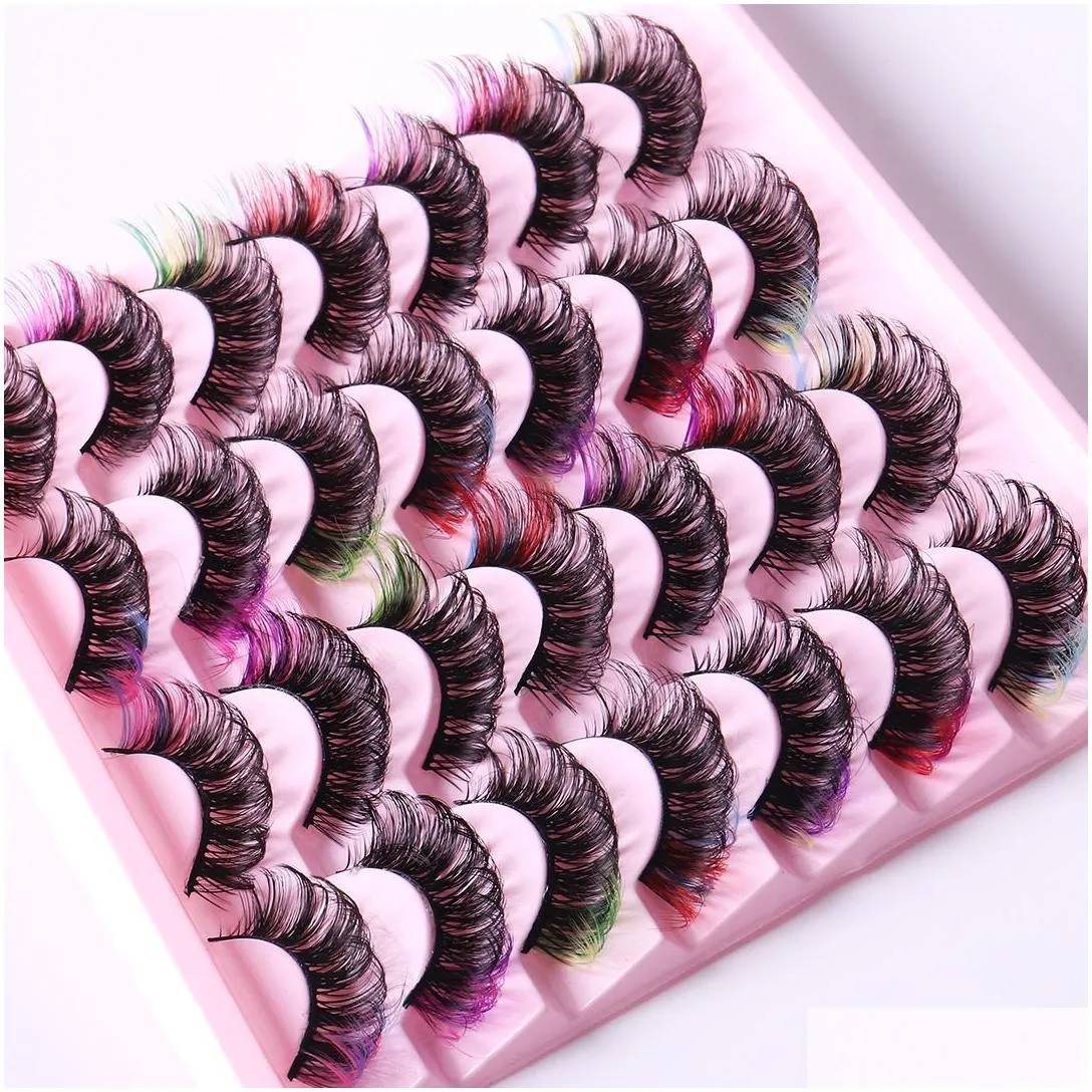 thick curled colorful eyelashes soft light delicate handmade reusable multilayer 3d fake lashes natural lash extensions makeup accessory for eyes