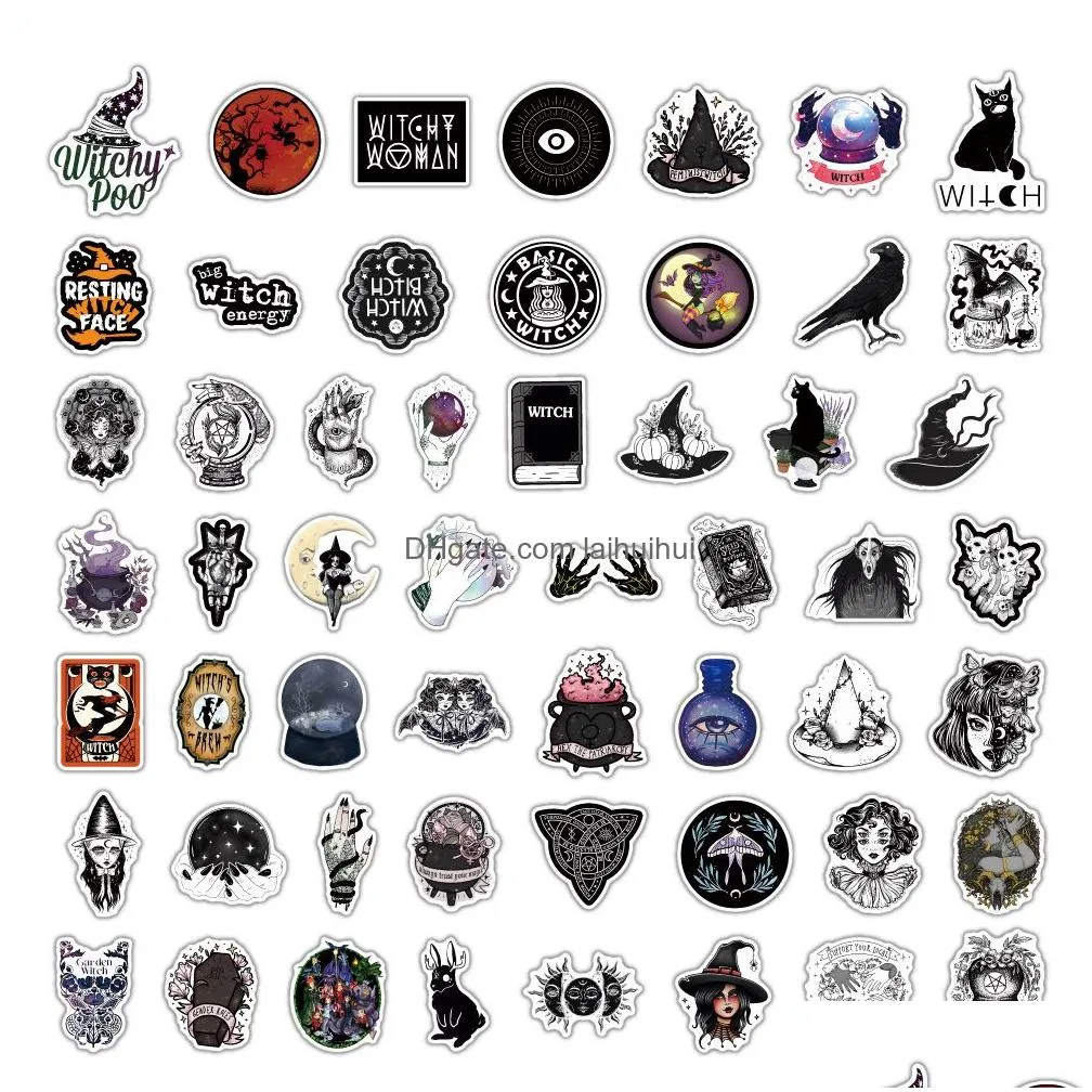 54pcs gothic witch stickers vintage aesthetic graffiti stickers for diy luggage laptop skateboard motorcycle bicycle sticker