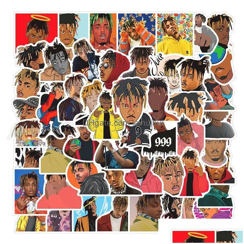 52pcs/pack singer juice wrld sticker rock rapper graffiti kids toy skateboard car motorcycle bicycle sticker decals wholesale