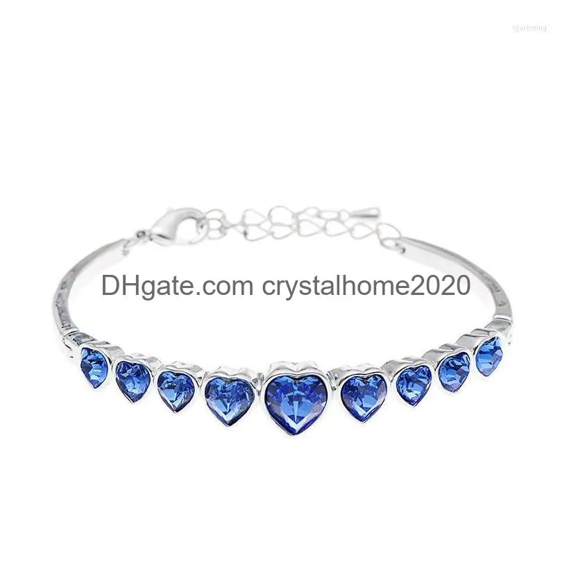 Bangle Bn-00068 2023 In Heart Crystal Cuff Bracelets Sier Plated Jwellery For Women Dainty Bracelet Personalized Drop Delivery Dhx0E