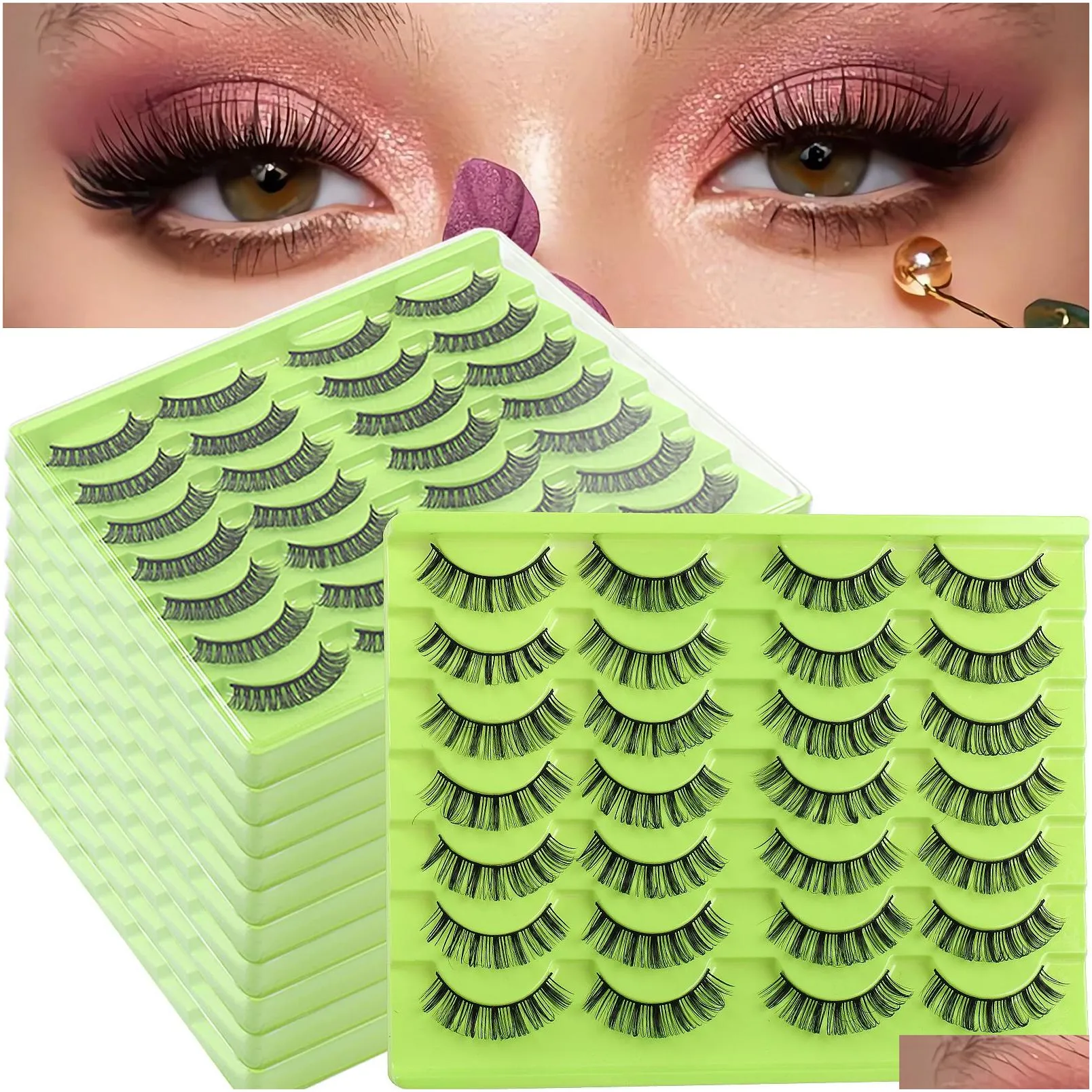 handmade reusable fluffy false eyelashes wispy soft thick natural mink lashes extensions full strip lash messy crisscross dhs