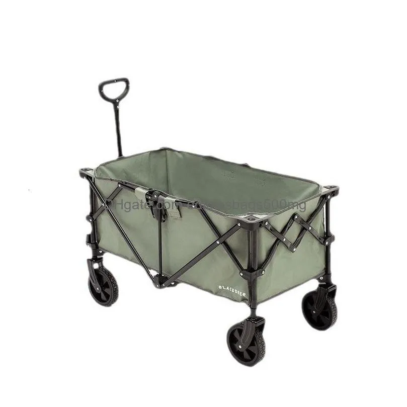 storage baskets camping portable folding car outdoor home shopping cart with pull rod four wheel trolley 230613