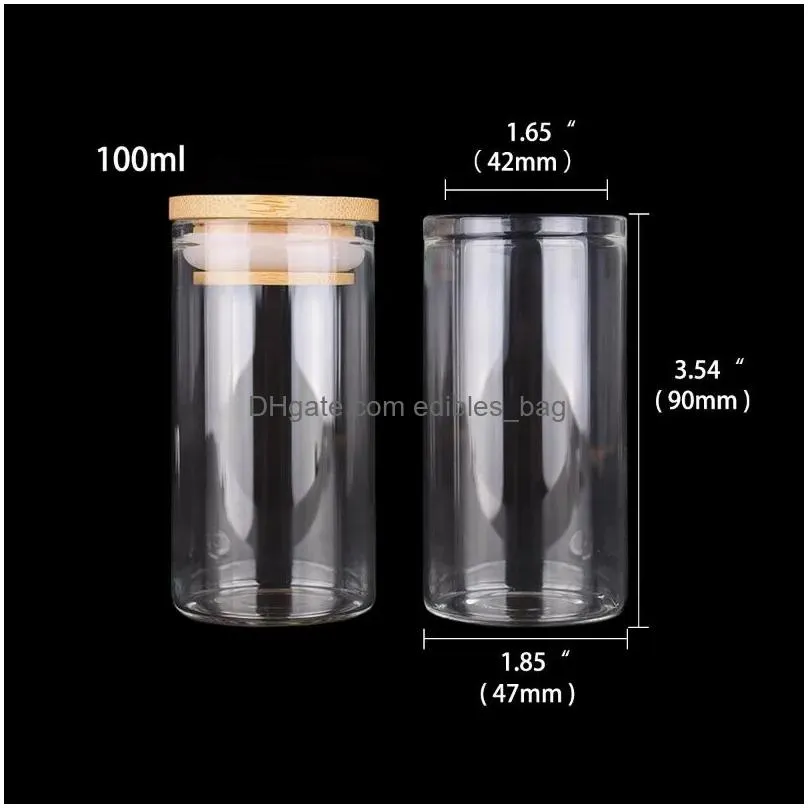 storage bottles jars 6pcs 50ml 60ml 80ml 90ml 100ml 120ml 150ml glass candy with bamboo caps container empty for art crafts