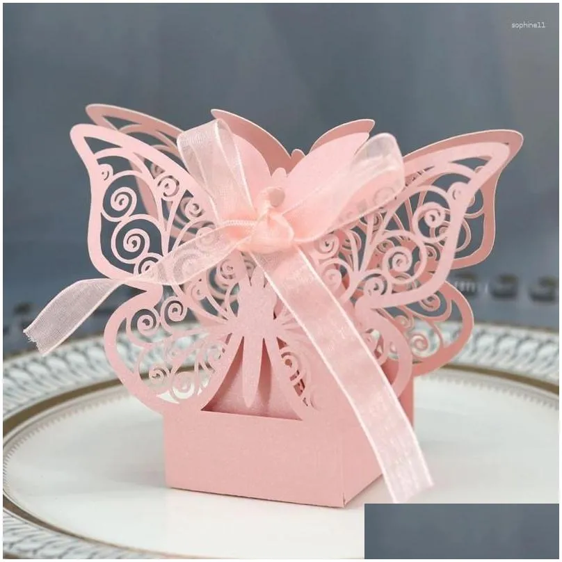 gift wrap 10/50/100pcs butterfly boxes wholesale candy favors packaging with ribbons for baby shower wedding birthday party supplies