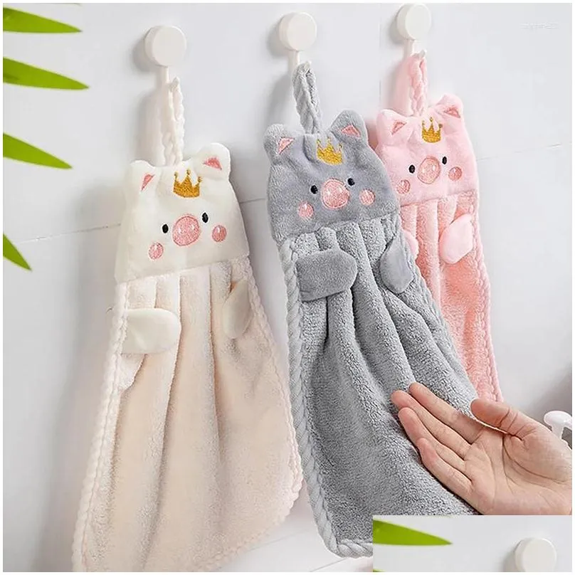 towel cute hand kitchen bathroom super absorbent microfiber tableware cleaning cartoon pig hanging