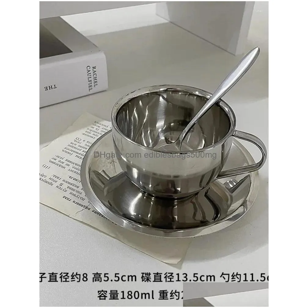 cups saucers small and niche instagram style coffee cup plate set stainless steel exquisite afternoon tea