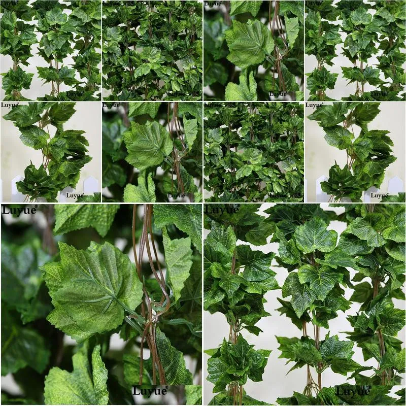 real artificial flower silk grape leaf garland faux vine ivy indoor /outdoor home decor wedding flower green christmas gift wholesale