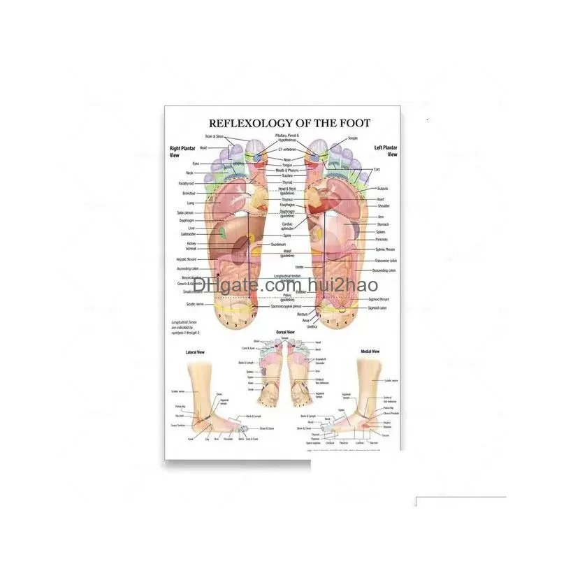 acupuncture point chart anatomy art poster reflexology of the foot canvas painting print wall picture for living room home decor