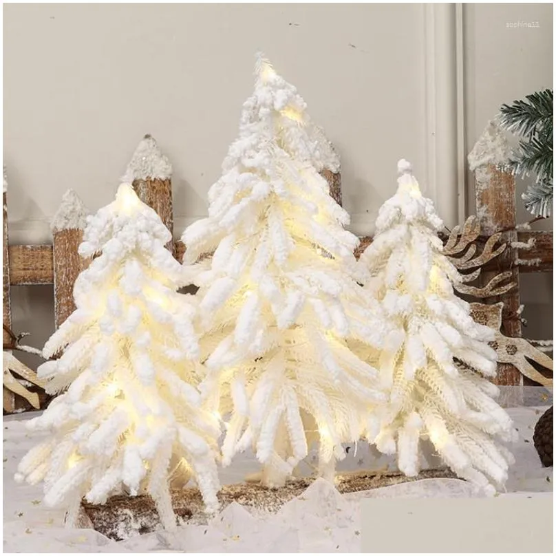 decorative flowers artificial christmas tree pine white nordic flocking 2023 year decoration desktop window counter bar restaurant