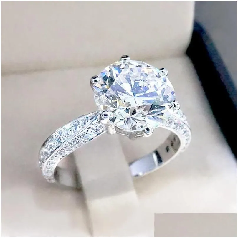 Cluster Rings 2022 Luxury 925 Sterling Sier Engagement Ring For Women Anniversary Gift Jewelry Wholesale Drop Delivery Dh5H0