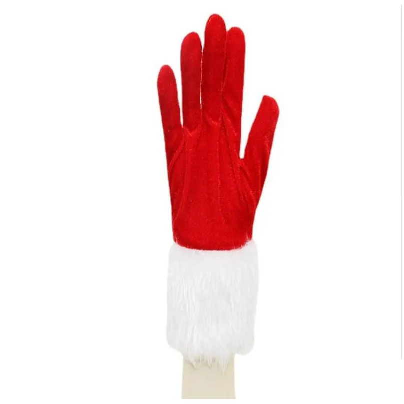 Frames And Mouldings Veet Gloves With White Furry Cuff Christmas Santa Mittens Party Costume Accessories Halloween Dress Up Drop Deliv Dhgmc