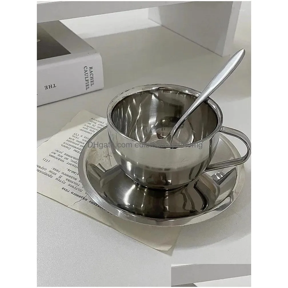 cups saucers small and niche instagram style coffee cup plate set stainless steel exquisite afternoon tea