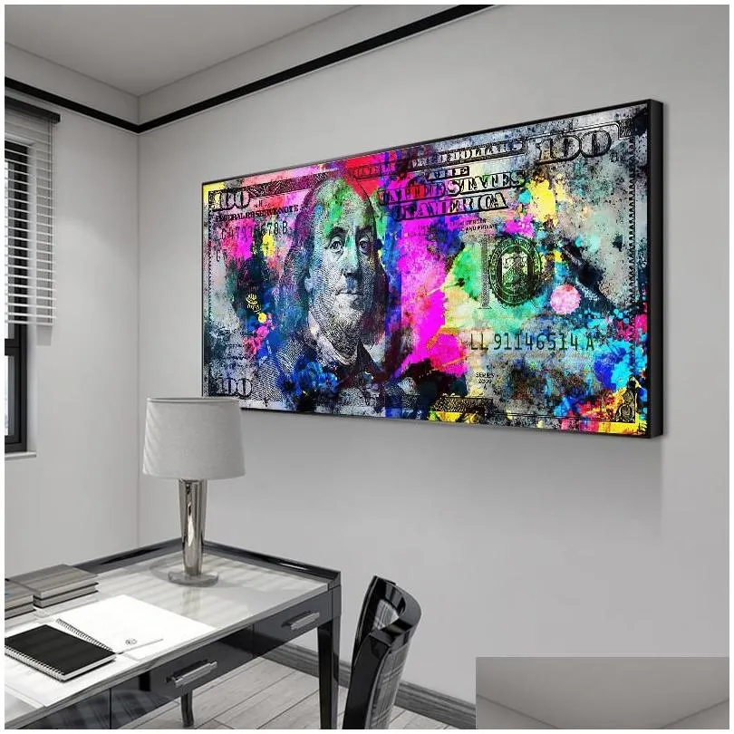 paintings inspirational dollars print 100 dollar poster cash art  money canvas living room decoration wall picture