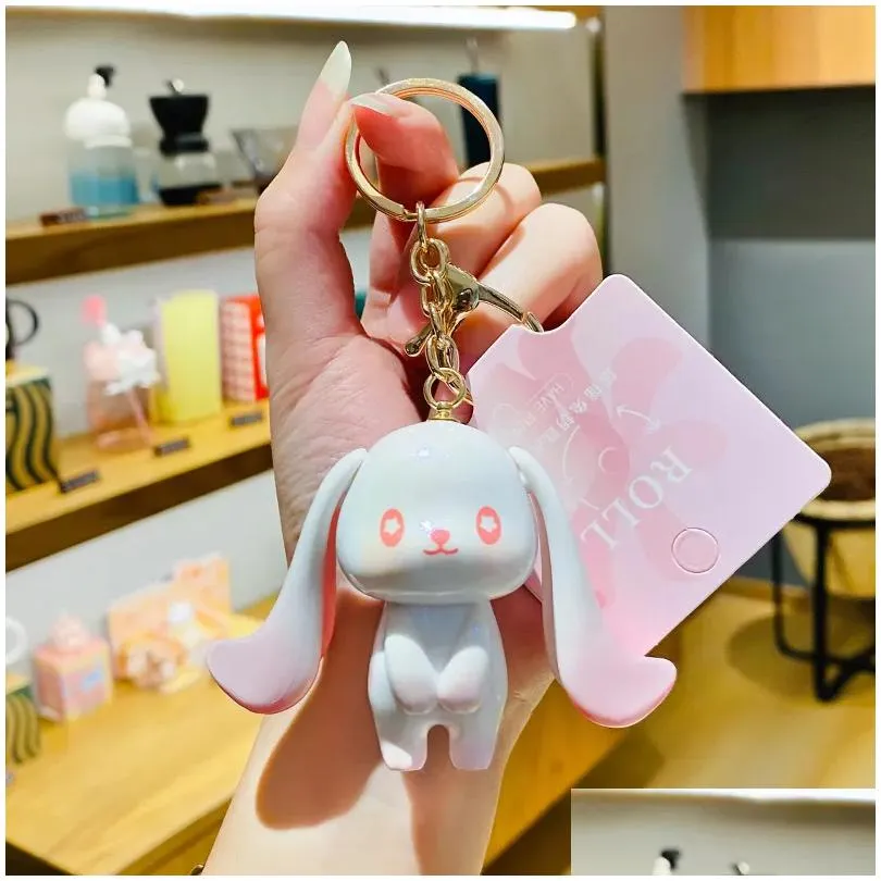 Big Ears Cartoon Rabbit Keychain Woman Keyring For Car Key Cute Women Bag Pendant Luxury Holder Chain Ring Girl Gift Drop Delivery Dhrkl