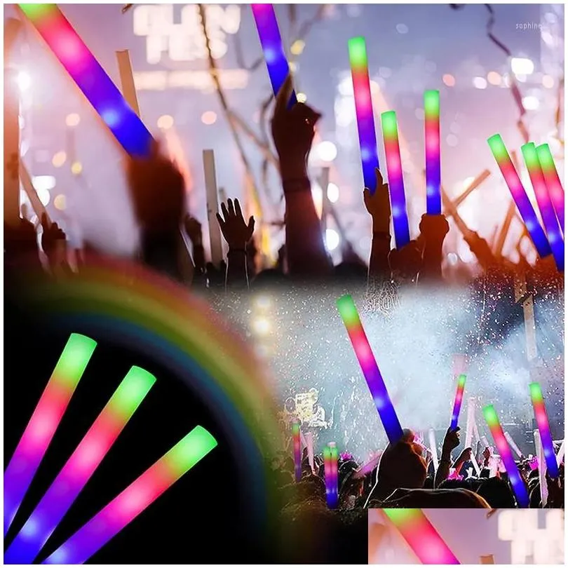 party decoration 12/15/30/60pcs cheer tube stick glow sticks dark light for bulk colorful wedding foam rgb led