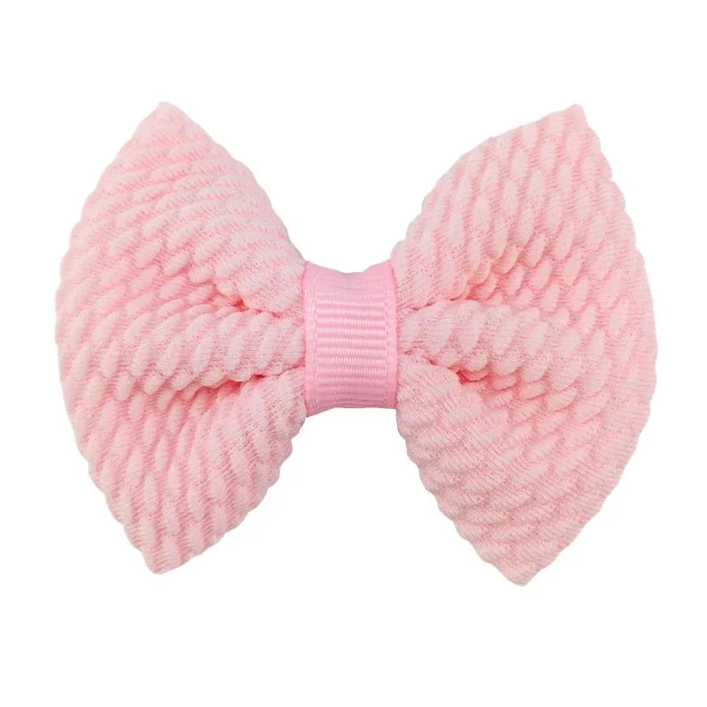 Hair Accessories New 2.5 Baby Bows Nylon Headband Kids Girls Knotbow Elastic Headbands Child Waffle Bow With Clips Hairpins Headwear D Dhbvg