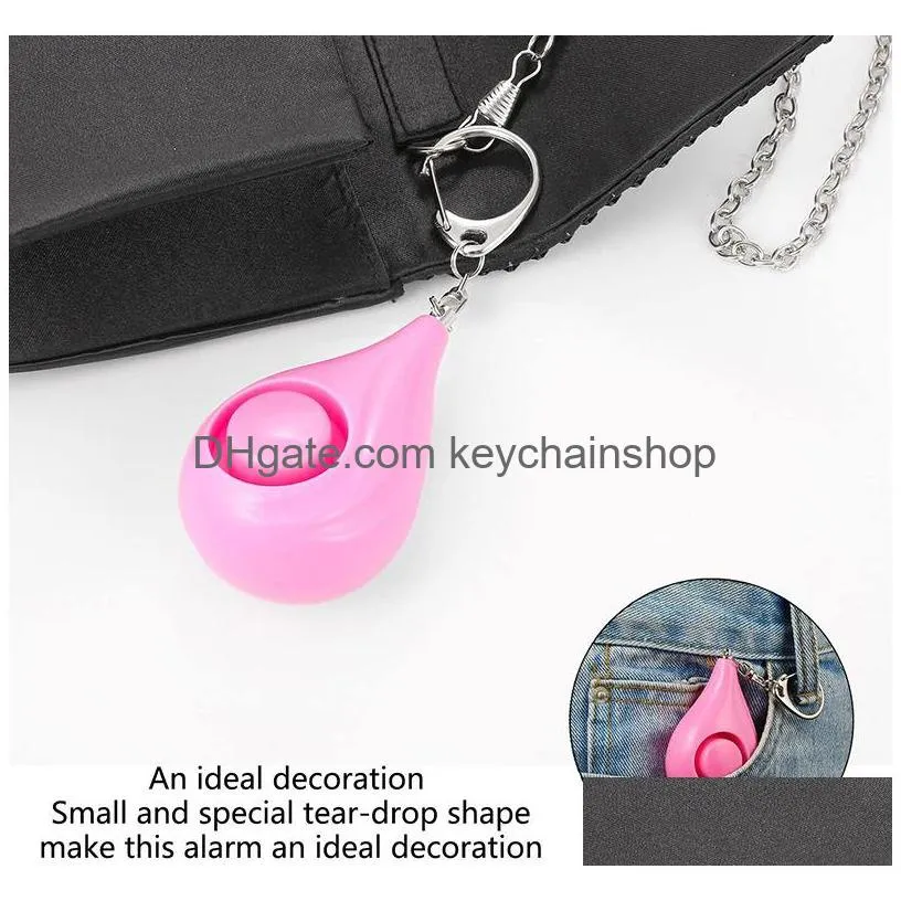 Wholesale 100X Water Drop Personal Self Defense Alarm Girl Women Old Man Security Protect Alert Safety Scream Loud Keychain 130Db Egg Dhszq