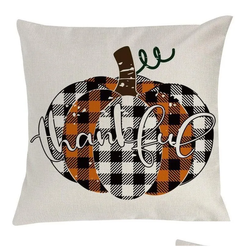 Pillow Case Fall Thanksgiving Plaid Gnomes Pumpkin Outdoor Decorative Throw Autumn Cushion Fy5448 Drop Delivery Dhlys