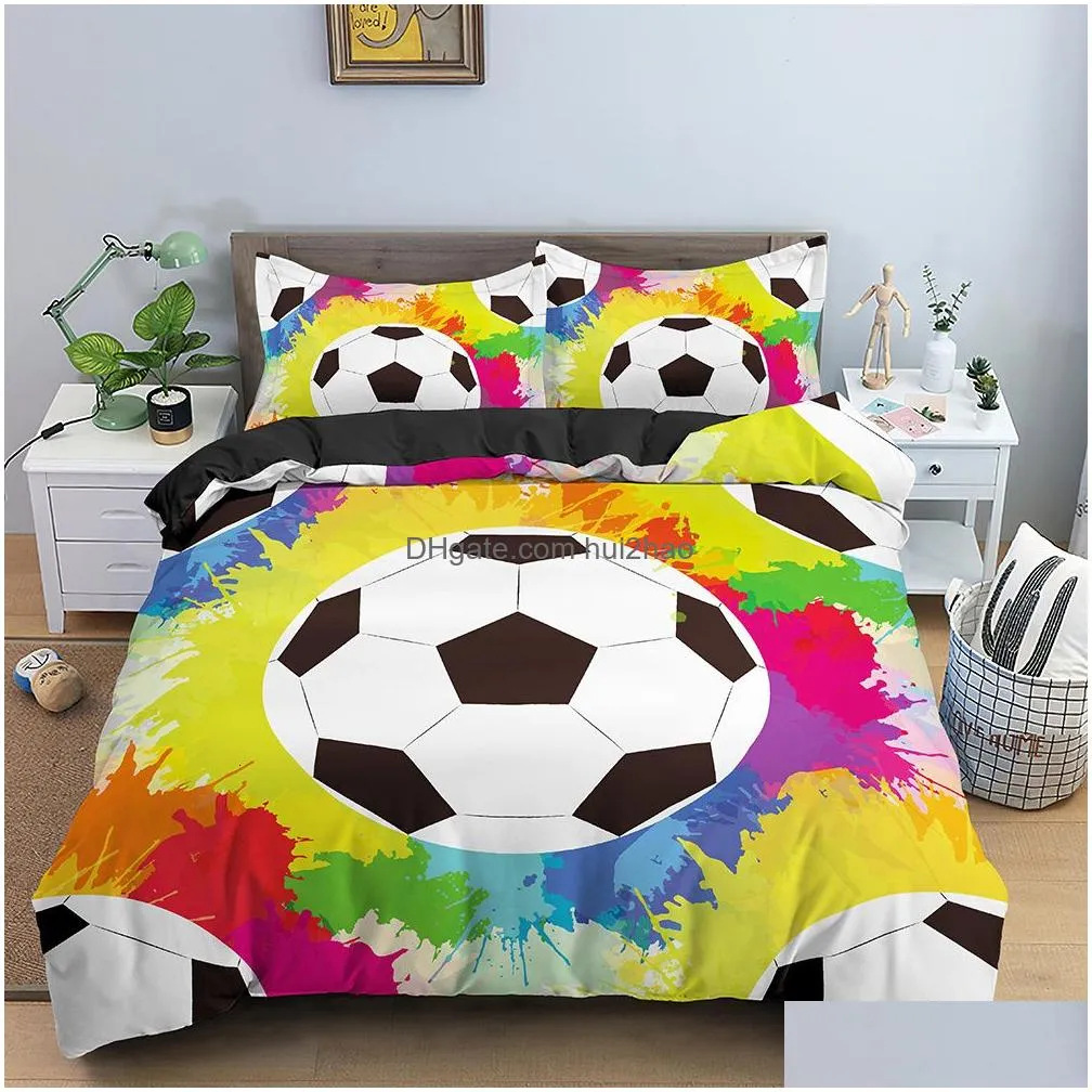 bedding sets 3d football duvet cover double queen full bedding set 2/3pcs quilt cover with zipper closure king size polyester comforter cover