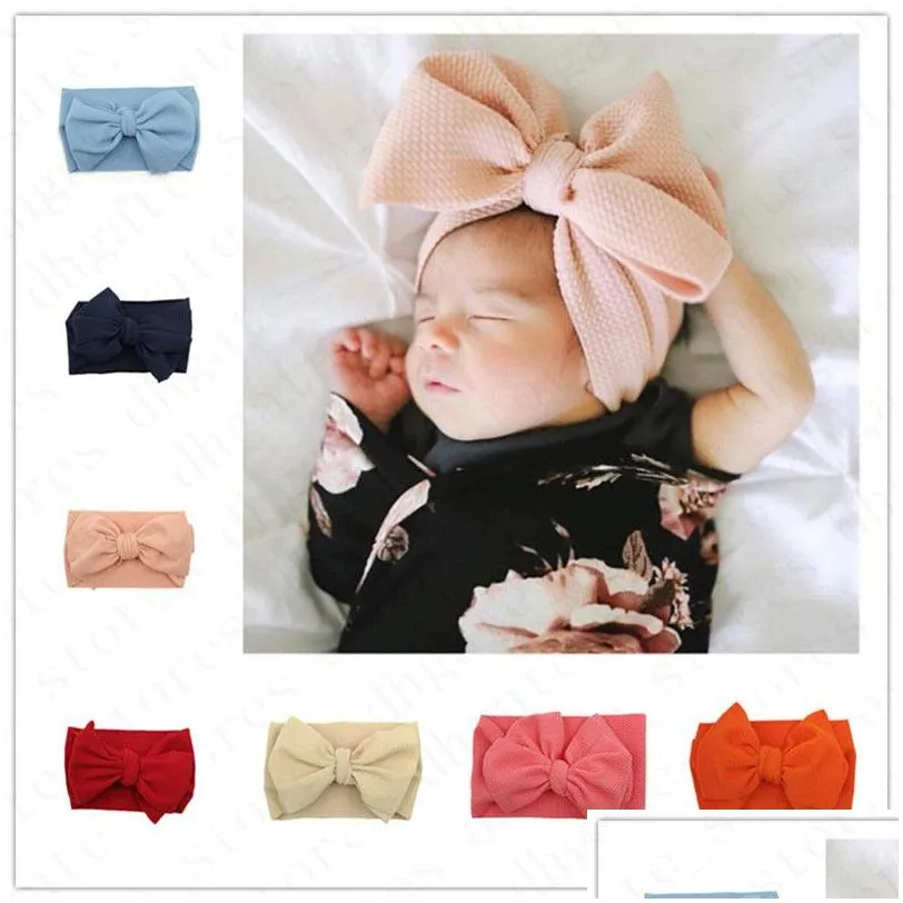 Hair Accessories Kids Baby Girls Big Bow Turban Hair Band Wrap Wide Elastic Headband Hairbands Wraps 30 Solid Colors Ins Infant Newbor Dh1Mx