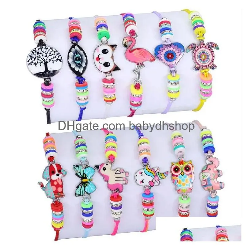 multi fashion kids lucky jewelry bracelet happy children mermaid flamingo butterfly necklace girl student gift