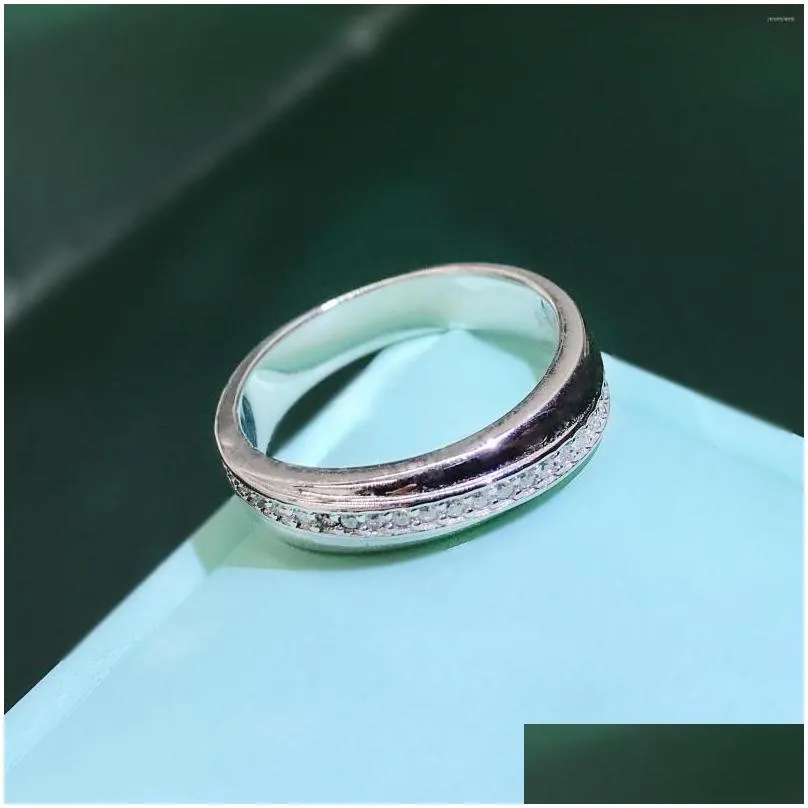 Cluster Rings S925 Sier Fashion Row Diamond Ring Female Simple Japanese And Korean Index Finger Fl Jewelry Drop Delivery Dhna5