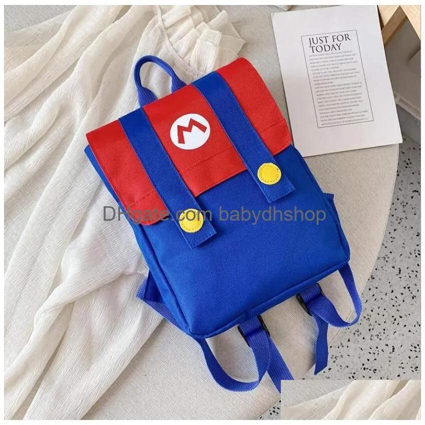  selling red green bro kids backpack children cute accessories zipper double shoulder bag kids birthday gift