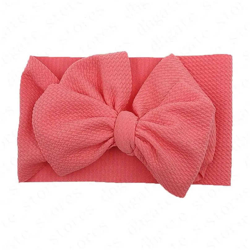 Hair Accessories Kids Baby Girls Big Bow Turban Hair Band Wrap Wide Elastic Headband Hairbands Wraps 30 Solid Colors Ins Infant Newbor Dh1Mx