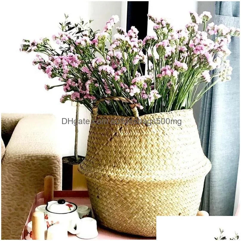 storage baskets seagrass wickerwork basket rattan hanging flower pot dirty laundry hamper drop 230613