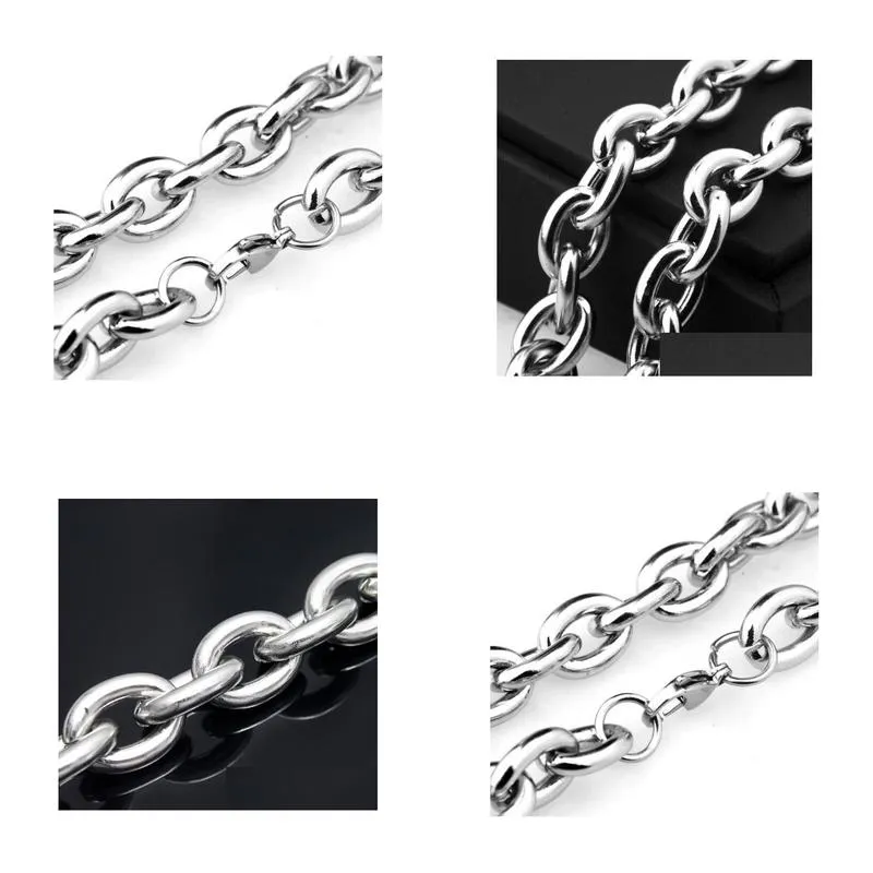 Chains 18-32 Choose The Lenght Stainless Steel Huge Heavy Smooth Chain Necklace 14Mm Wide Shiny For Cool Men Fashion Jewelry Drop Deli Dhxpo