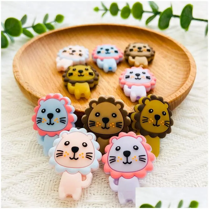 Soothers & Teethers 10Pcs Baby Food Grade Sile Teether Chewing Beads Cartoon Animal Diy Jewelry Pacifier Chain Gift Accessories 220812 Dh5Sz