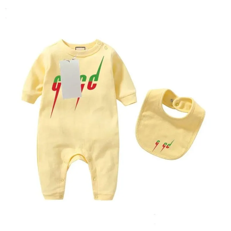 Rompers G Designer Baby Clothes Romper 100% Cotton Rompers Infant Boy Girl Letter Costume Overalls Jumpsuit Kids Bodysuit For Babies O Dhttz