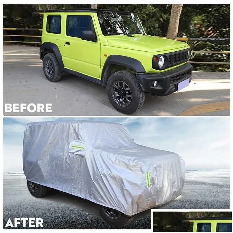 Car Covers Ers Car Outdoor Rainproof Dustproof Sun Uv Protection Er For Suzuki Jimny Exterior Accessorieshkd230628 Drop Delivery Autom Dhh0I
